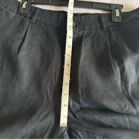 Lands End Womens Black High Rise Wide Leg Linen Pants Sz 14 Minimalist Office - Picture 5 of 13